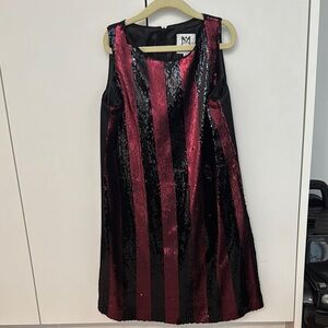 Milly Black and Red A-line Cocktail Dress sequin